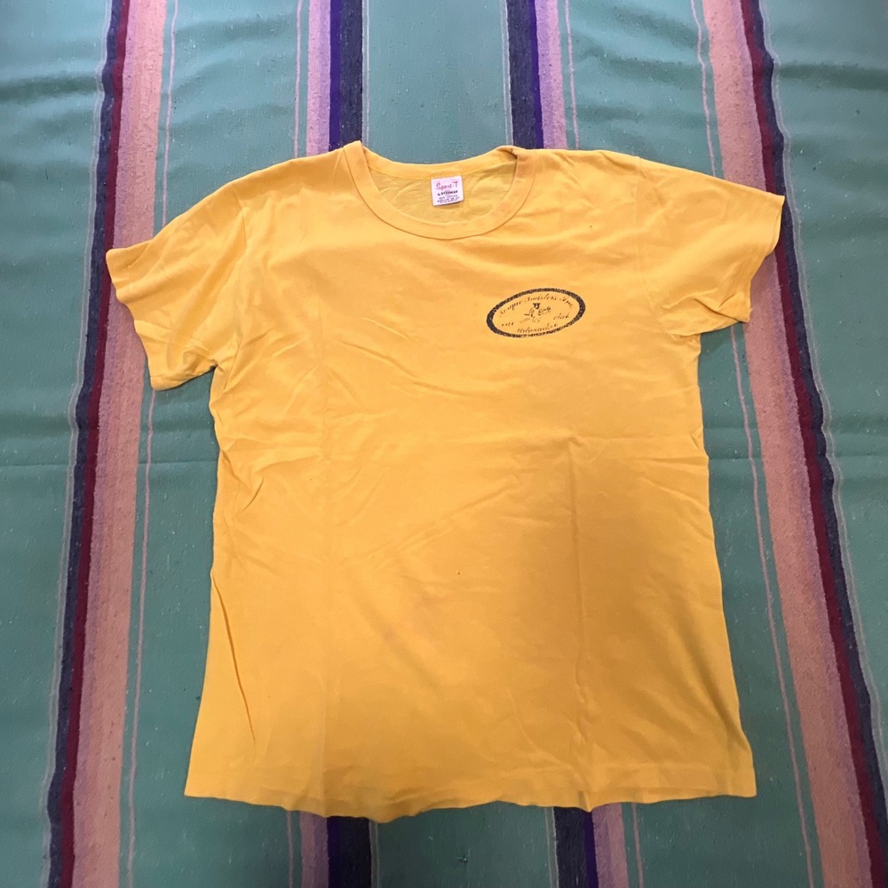 Vintage 1970s Stedman Sport-T T-Shirt Mens M Yellow Single Stitch Milwaukee